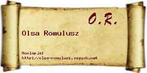 Olsa Romulusz névjegykártya